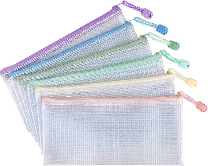 Tamaki 10 Pack Small Mesh Zipper Pouch Bags A6 Size | Waterproof Zipper Bags Pouches for Organization Office Supplies