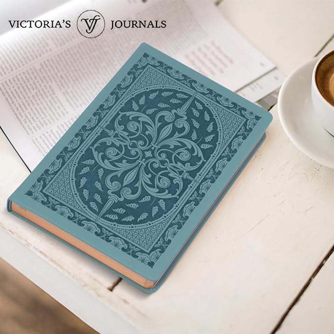 VICTORIA'S JOURNALS Vintage Journal Faux Leather Gilded Edge Hardcover | Retro Embossed Cover, Fountain Pen Friendly Paper, Premium Vegan Leather Notebook, Gilded Edges, Great for Gifting