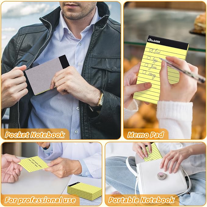 Oleitodh 48 Pack 3 x 5 Inch Notepads Yellow Memo Pads Writing Pads | Perforated Lined Pages with 30 Sheets Each, Small Note Pads for Office, School and Home; Pocket Memo Pads for Lists and Notes