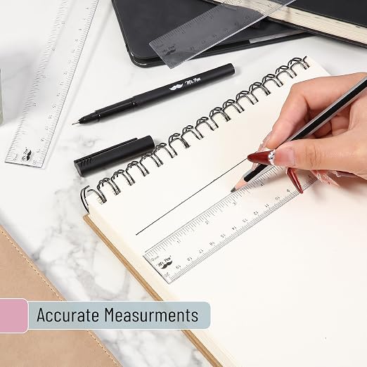 Mr. Pen- Plastic Ruler, 8 Inch, 3 Pack, Easy-to-Read Markings | Scratch-Resistant Design, Durable Clear Rulers for Crafting Office & School, School Supplies
