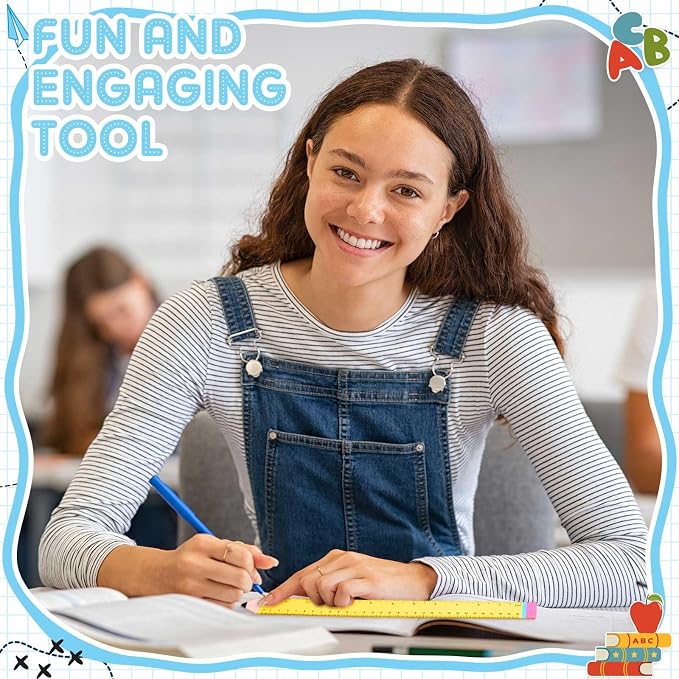 Affrolling 12 Pcs Pencil Shaped Wooden Rulers 12 Inch/30cm Measuring Standard 2 Scale Cute Pencil Rulers Gifts Bulk for Students Home Office