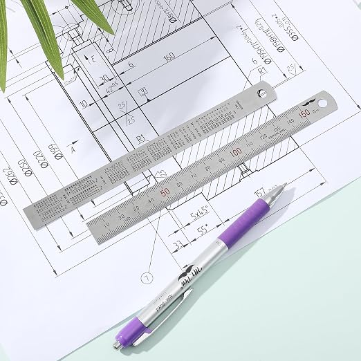 Mr. Pen- Machinist Ruler, 2 Pack, 150mm, Stainless Steel Imperial | Precision Measuring Tool, 0.5mm Graduation for Engineering, Carpentry, Drafting, Office, School