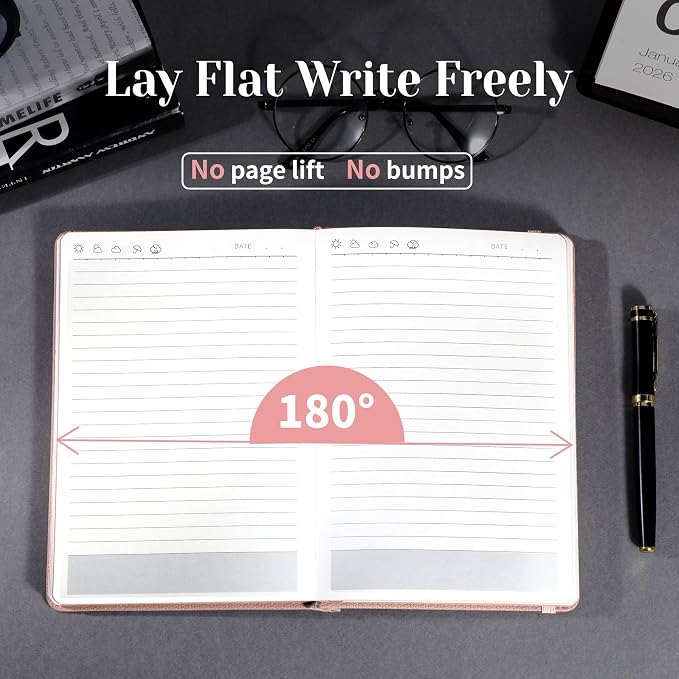 CAGIE Textured Hardcover Lined Journal for Women and Men, A5 Leather Journal Notebook with 256 Pages, 100GSM Paper – College Ruled Journaling Notebook for Writing, Work, School, Daily Diary