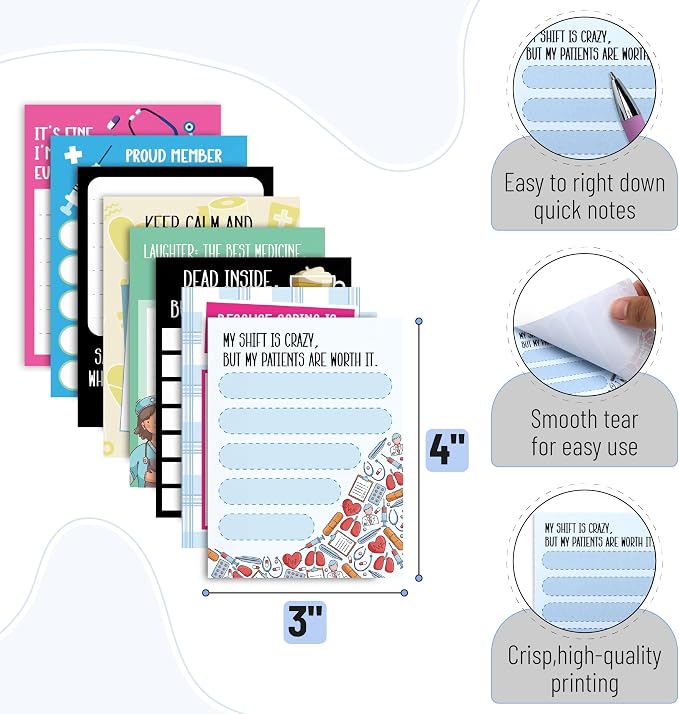 Mr. Pen- Fun Nurse Sticky Notes and Funny Stylus Pens, 20 Pack | 3" x 4" Sticky Notes, 8 Pads, 240 Sheets, 12 Black Ink Funny Pens with Stylus Tips, Fun Sticky Note for Adults, List-Making