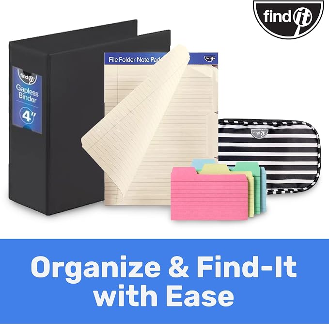 Find It File Folder Notepad - Pack of 72-9.5 x 12.5 Inch Notebook Organizer Folders for Filing, Document, and Clipboard Organization - Cream | Wide-ruled clipboard-style pages, front and back ruled, perforated tear-out sheets, office and school filing ...