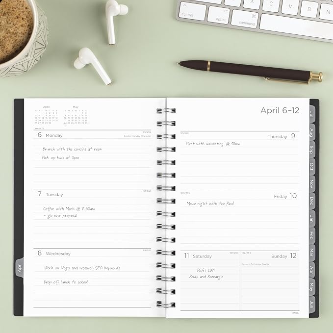 Mead Planner 2026-2027 Weekly & Monthly Academic 15-Month April-June, 5.5" x 8.5", Black (CAW42005) (Pack of 12)