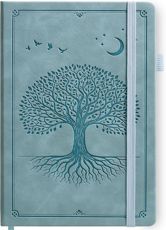 Lined Journal Notebook Hardcover Leather Bound 200 Pages B5 Blue Diary | College Ruled 6.9x9.8" Journaling Notebooks for Men & Women, Writing for Personal, Large Travel Daily Note Book Tree of Life