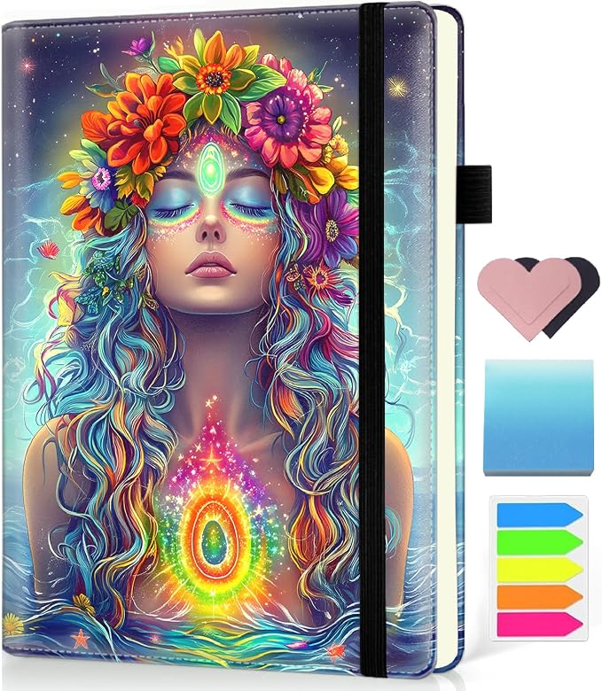 Hardcover Executive Notebooks, A5 PU Leather Lined Journal Notebook, 200 Pages Thick Paper Subject Notebooks for School,Work,Home Writing Business Notebook, Diary Book ，Mandala of The Heart