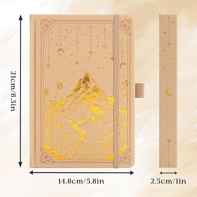 MGGAO Lined Journal Notebook for Women Men, A5 Aesthetic Notebook | 316 Numbered Pages, Golden Edges, Faux Leather, College Ruled, Hardcover, for Writing, Note Taking, School & Office