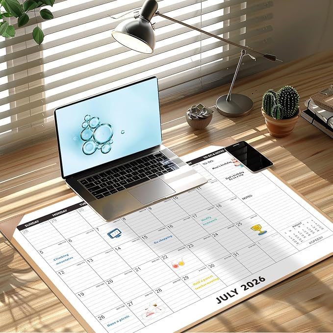 Large Desk Calendar 2026-2027 with Desktop Mat, KOPEESY 22" x 17" Desktop Calendar, 18 Mouths From July 2026 to December 2027, Office Supplies Desk Blotter Calendar for Home School and Office