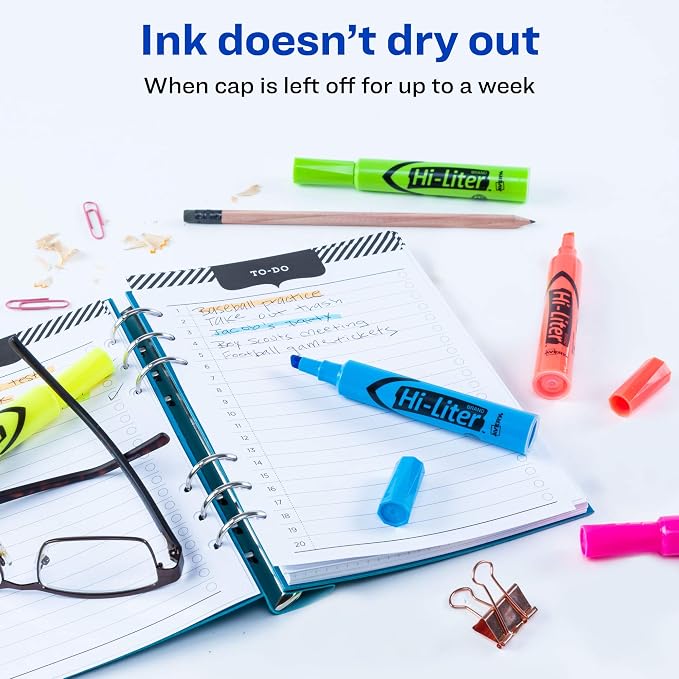 Avery Hi-Liter Desk-Style Highlighters, Smear Safe Ink, Chisel Tip is great for sketch book art, 12 Assorted Colors (98034)