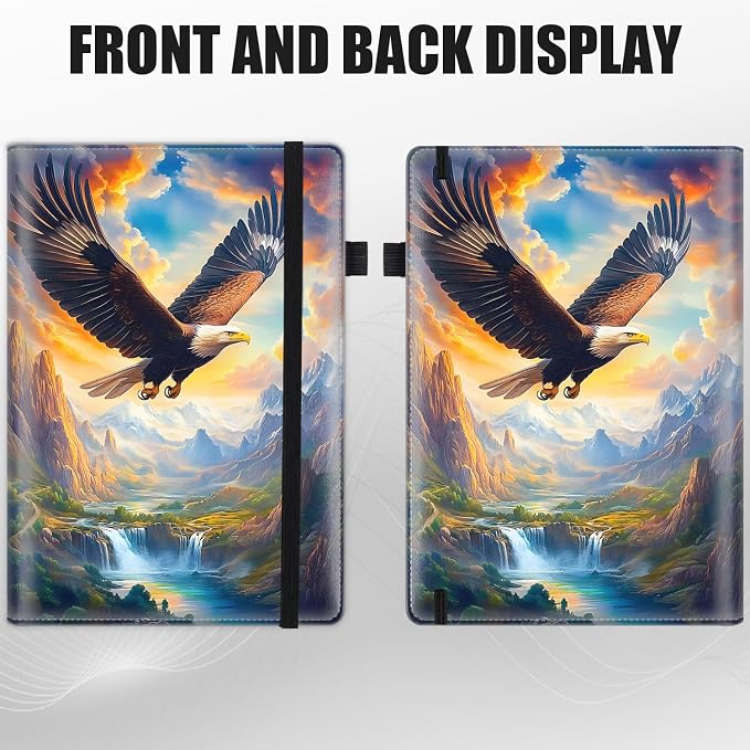 Hardcover Executive Notebooks, A5 PU Leather Lined Journal Notebook, 200 Pages Thick Paper Subject Notebooks for School,Work,Home Writing Business Notebook, Diary Book, Bald Eagle
