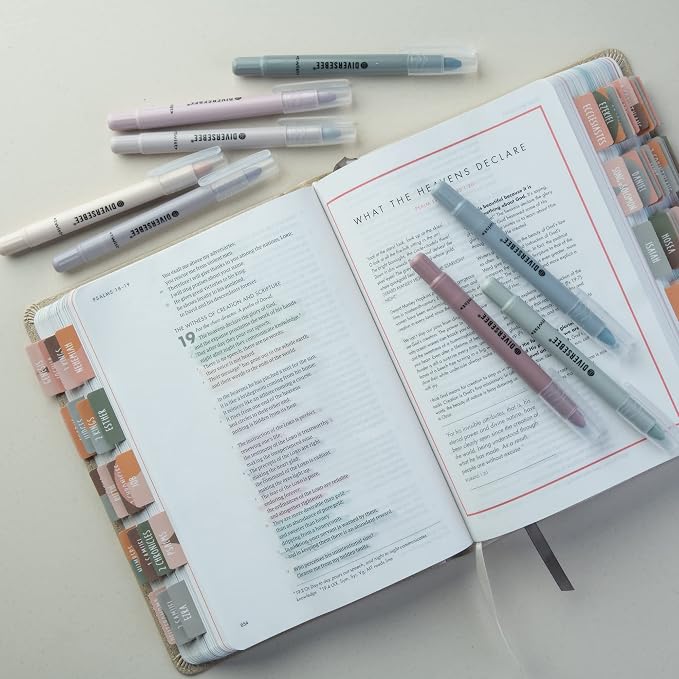 DIVERSEBEE Bible Highlighters and Pens No Bleed, 8 Pack Assorted Colors Gel Highlighters Set, Cute Bible Markers Study Journaling School Supplies and Accessories (Dusty)