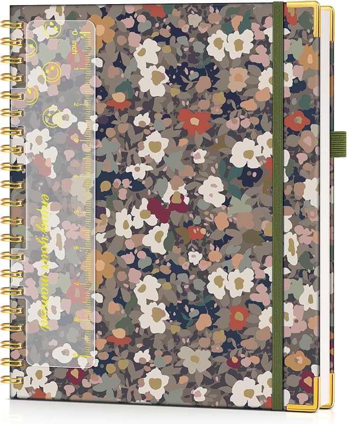 Hardcover Spiral Notebook Journal 8.5” x 11”, A4 Large Cute Notebooks for Women Men, Lined College Ruled Notebook, 100 GSM Paper, Spiral Bound Journals for Work School Note Taking Business, Petals