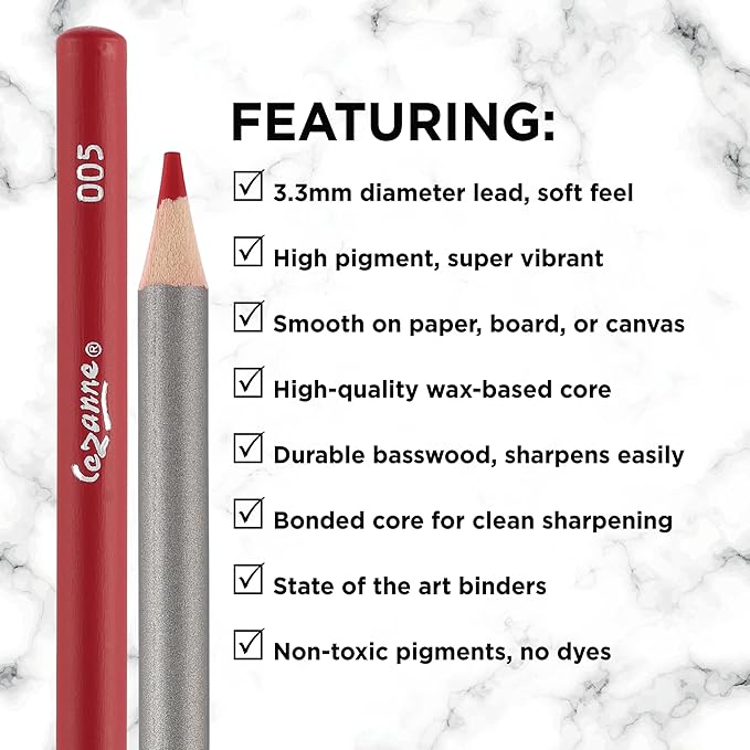 Cezanne Creative Mark Premium Colored Pencils Primary Blue 6 Pack - Highly-Pigmented Drawing Pencils - Coloring Pencils for Drawing, Blending, Coloring, and More