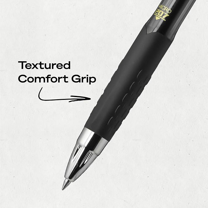 uniball™ 207 Gel Pens, Black Ink, 0.5mm Micro Point, Retractable, 12 Count, Smooth Writing, Fraud-Resistant, uni Super Ink™