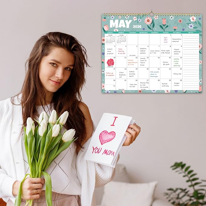 2026 Wall Calendar 12 Months, Wall Calendar from January 2026 to December 2026, Large Hanging Calendar with Thick Paper, Perfect for Home and Office Monthly Organizing & Planning, 14"x11", Seasonal