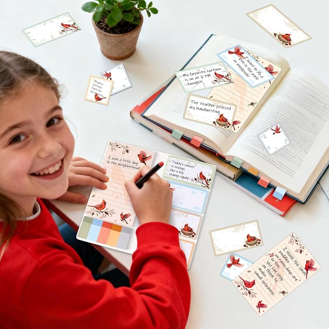 B1ykin Sticky Notes Set - 550 Sheets Memo Writing Pad Cardinal Design | Self-Stick Notes Pages, Teacher Appreciation Gift, School Office Supplies, I Just Really Like Cardinal Design