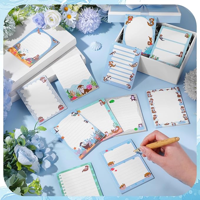 Chiisong 12 Pads Otters Sticky Notes Cute Animal Sticky Note Pads 3 x 4 Inches Cartoon Adhesive Memo Reminder Decor for Sea Otter Lovers Journal Home Office Gifts Christmas Small Gift