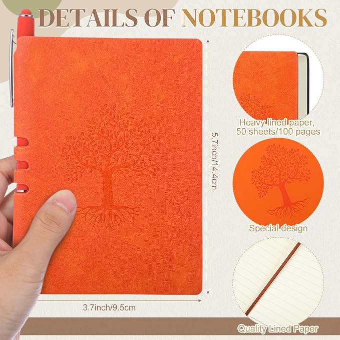 Eaasty 10 Sets A6 Tree of Life Journals Notebooks and Pens Set Colorful Tree Mini Lined Journals Hardcover Executive Notebooks Bulk Gifts for Christmas School Office Writing Supplies(Assorted Colors)