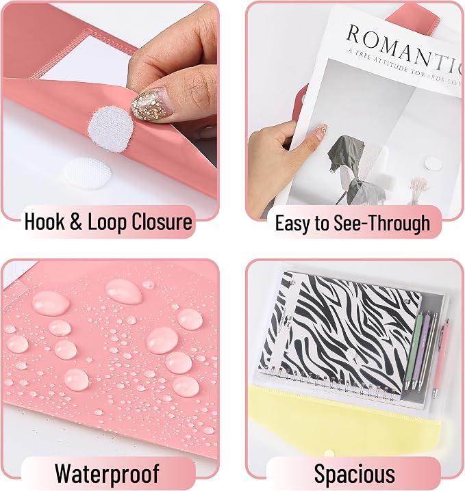 Mr. Pen- Clear Plastic Envelopes File Folders, 10 Pack, A4, Letter Size | Colorful Flaps, Clear Folders for Documents Plastic Poly Envelopes with Label for School, Home, Work, Office, Organizer