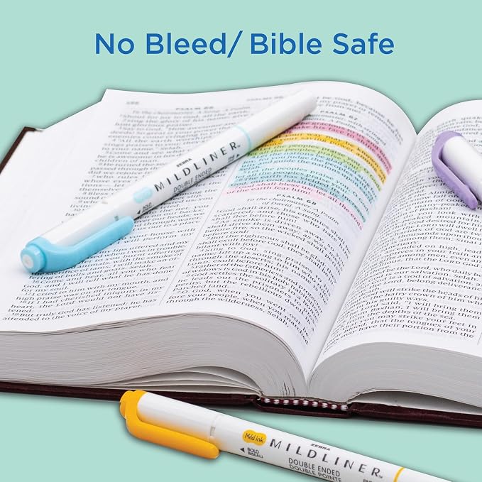 Zebra Pen Mildliner Dual-Tip Highlighter Marker Set, Broad and Fine Point Tips, No Bleed, Ideal for Bible Highlighting, Journaling & Note-Taking, Assorted Neutral & Gentle Ink Colors, 10-Pack (78701)