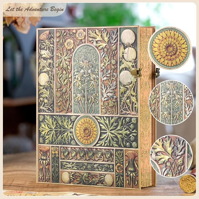 Vintage 3D Verdant Voice Hardcover Lined Journal - 192 Pages (96 Sheets) with Envelope Pocket- Memory Keeping Travel Diary & Commemorative Notebook for Milestone Moments