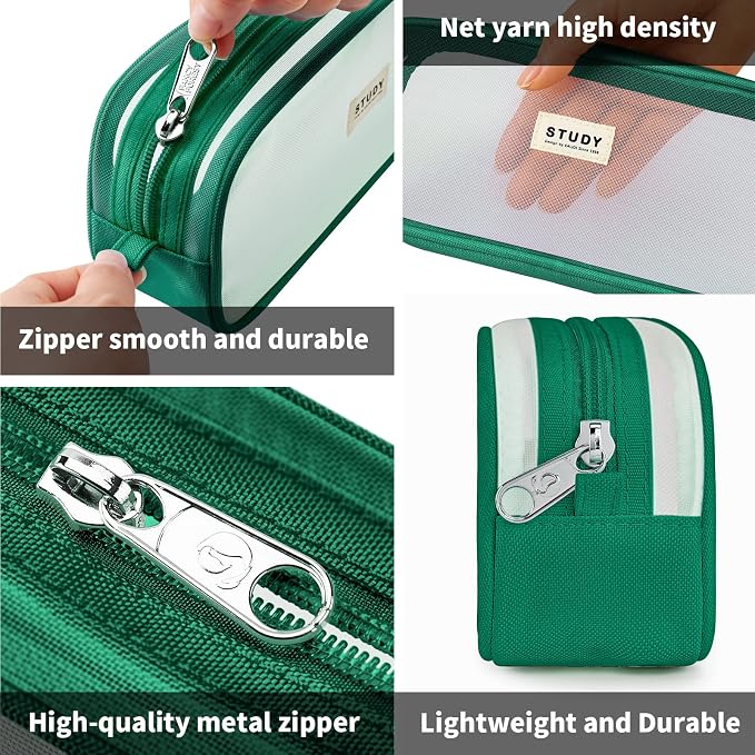 Fancy Forest Clear Mesh Pencil Case, Large Capacity Pen Case for School Exam & Students
