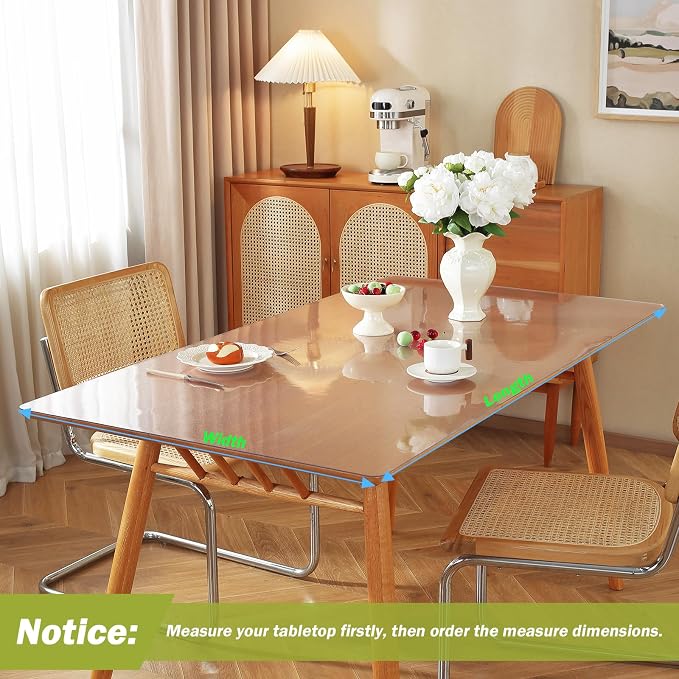 OstepDecor Frosted Clear Table Cover Protector 42 x 42 Inch, 1.5mm Thick Plastic Table Cover, Dining Table Protector Pad, Waterproof & Easy Cleaning PVC Desk Mat for Dresser, Coffee & Wooden Tabletop