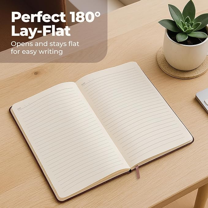Lined Leather Bound Journal Notebook, A5 Hardcover Journals for Men & Women | 5.8x8.3" Brown Journal - Thick 300 Pages College Ruled Paper, Personal and Professional Note Book for Writing & Journaling