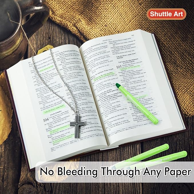 Shuttle Art 5 Pack Green Gel Highlighters,Bible Highlighters,No Bleed Through, Bible Journaling Supplies,Great for Journaling, Highlighting and Studying