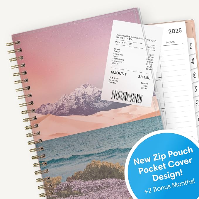 Blue Sky 2025-2026 Weekly & Monthly Academic Planner, 5"x8", Believe | July 2025 - June 2026, Flexible Cover With Zip Pouch, Wirebound, Storage Pocket, Academic Year