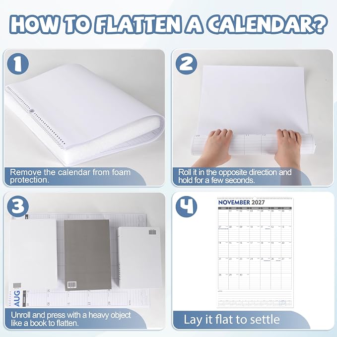 GuassLee Large Wall Calendar 2026-2027, 22"x15" Vertical Wall Calendar 2026, Jun. 2026 to Dec. 2027, 19-Month Paper Hanging Planner Wall with Julian Date for Office Home Planning & Organizing