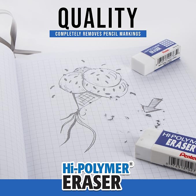 Pentel Hi-Polymer Block Eraser, Small, 3 Pack (ZEH05BP2F)