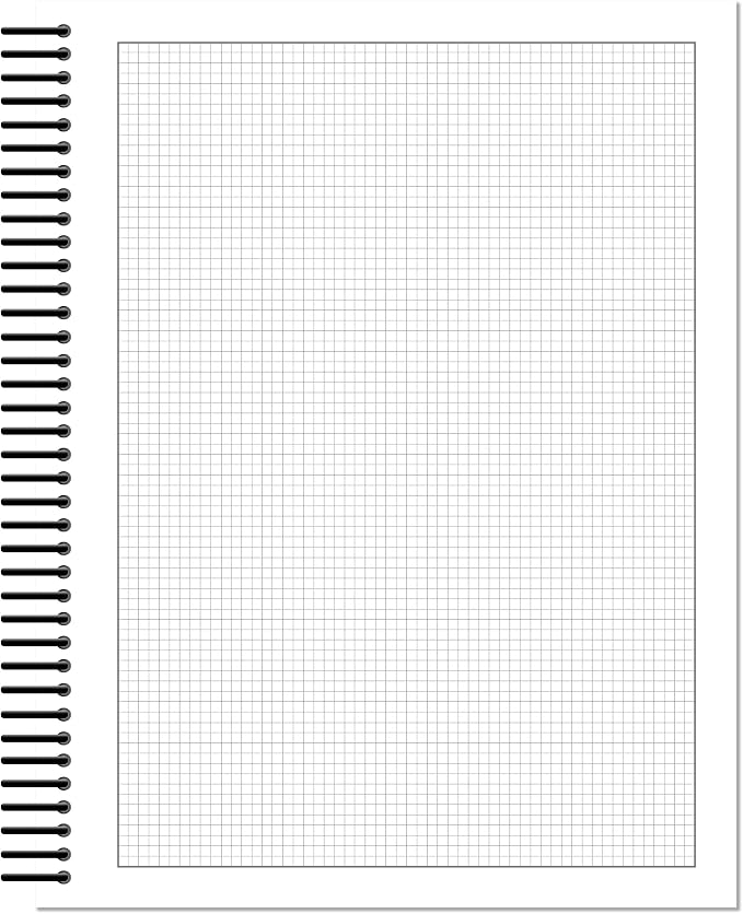 Orange Media Grid Sketchbook. Spiral Bound. Left Spine. Multi-Media. (8.5" x 11") 1/8" Box. (Grey Grid). SB-2550-LS