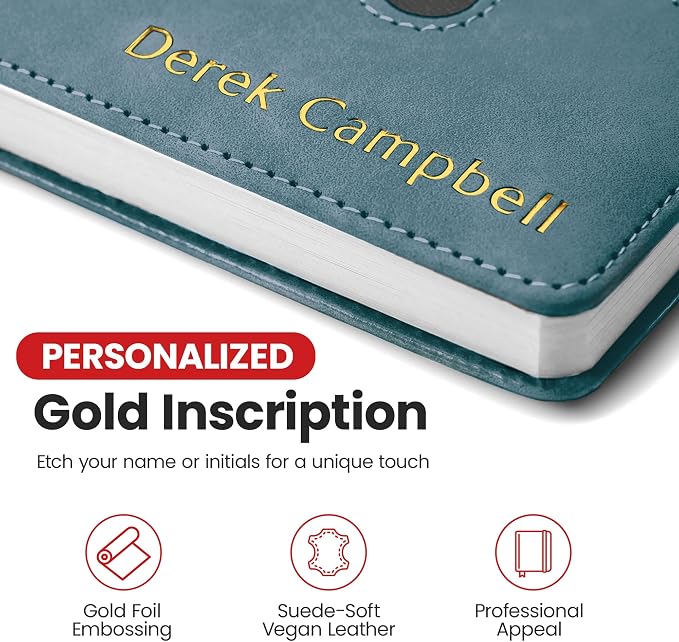 Promot Personalized Notebook - A5 Lined Leather PU Journal (Storm Blue) | Premium Leather-Look Cover, Smooth Lined Writing Pages, Durable Everyday Design, Elegant Professional Appearance
