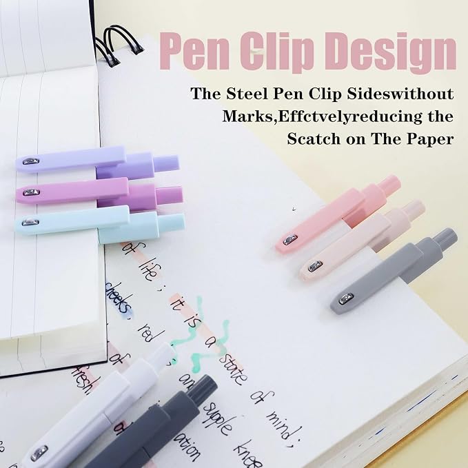 Vitoler Cute Gel Pens, 8 Pack 0.5mm Fine Point Pens with Fidget Quick Dry | For Women, For Teachers, For Nurses, Smooth Writing, Liquid Ink, For Badge, Black ink, Felt Tip, Medium Point, For Journaling