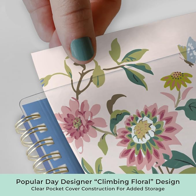 Blue Sky 2026-2027 Weekly & Monthly Academic Planner, 5"x8", Floral Blush | July 2026 - June 2027, Clear Pocket Cover, Laminated Tabs, Storage Pocket, Stickers, Academic Year, Day Designer