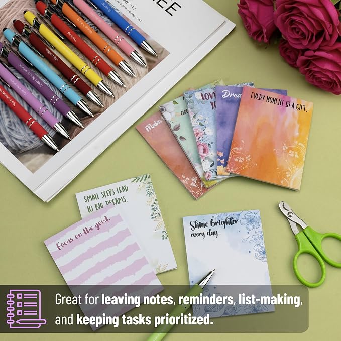 Mr. Pen- Inspirational Sticky Notes and Stylus Pens, 20 Pack | 3" x 4" Sticky Notes, 8 Pads, 240 Sheets, 12 Black Ink Pens with Stylus Tips, Great for Reminders