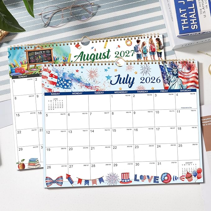 Calendar 2026-2027 - Wall Calendar 2026-2027, Jul 2026 - Dec 2027 | Large Wall Calendar 26-27, 15"" x 11.5"", 18 Months Calendar July with Hanging Loop, Perfect Wall Calendars for Organizing