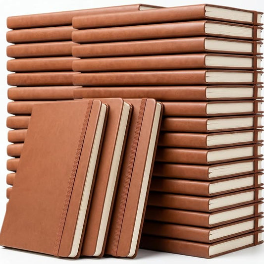 36 Pack Pu Leather Lined Journal Notebooks, A5 Executive Notebooks Bulk, 5.5 x 8.3 Inch Hardcover Notepad for Business Office School (brown)