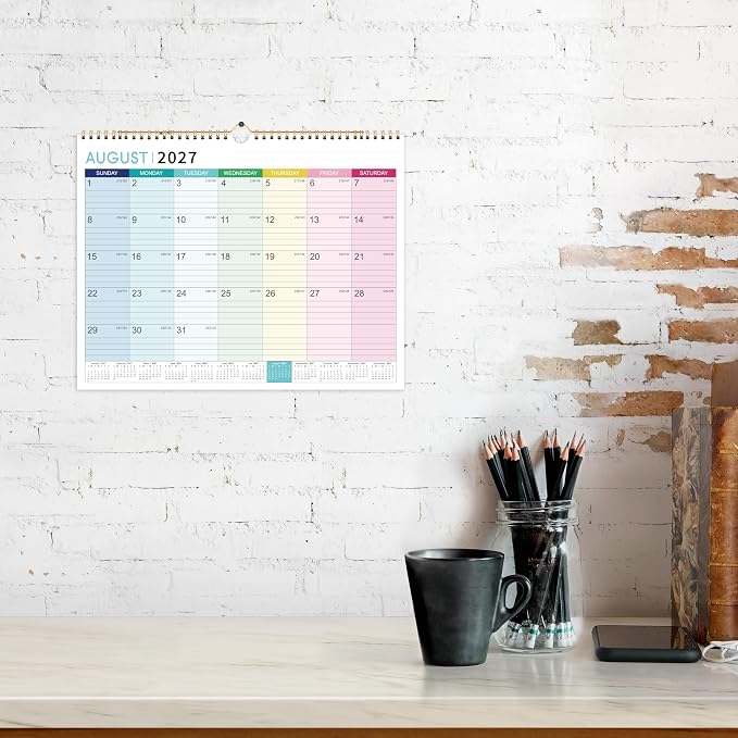 Calendar 2026-2027- Wall Calendar 2026-2027, July 2026 - December 2027, 18 Monthly Calendar with Thick Paper, 15" x 11.5", Hanging Hook - Colorful Lump