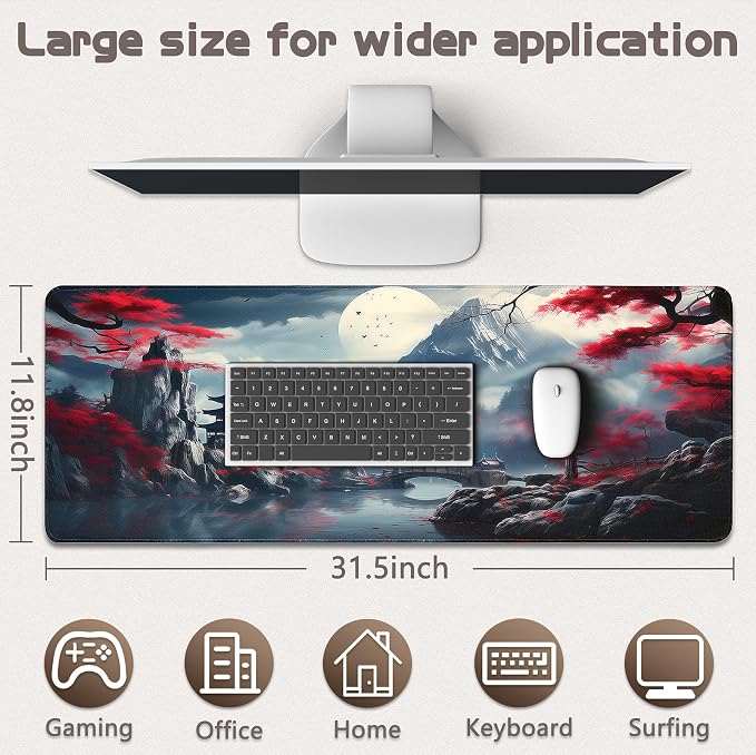 Gaming Mouse Pad - (31.5"×11.8") Japanese Anime Large Mouse Pads for Desk - Desk Mat for Keyboard and Mouse with Non-Slip Base, Desks Pad Matfor Game/Office & Home