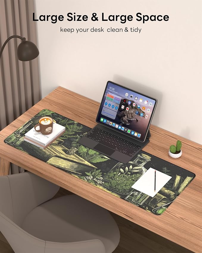 Skull Mouse Pad, 31.5 x 11.8 Large Desk Mat with Stitched Edges & Non-Slip Base, Mousepad for Office, Home, Work, Grave Robber