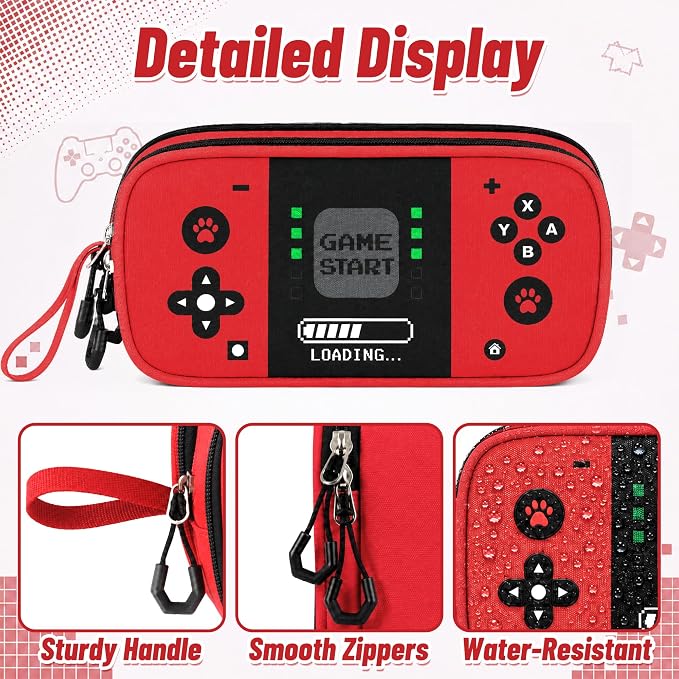 Pencil Case for Boys, Large Capacity Pencil Pouch with Zipper Compartments, Gamer Pen Bag Organizer for School Kids Teens