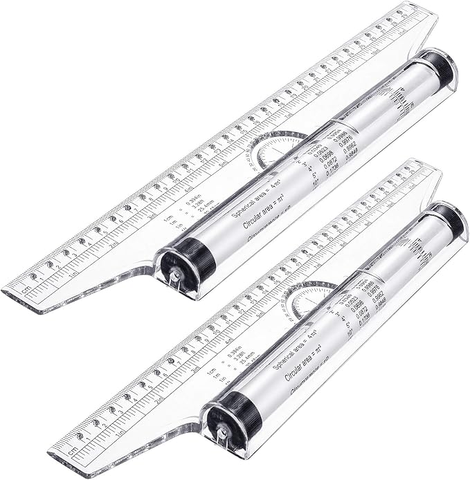 Frienda 2 Pieces Plastic Measuring Rolling Ruler Drawing Parallel Multifunctional Drafting Ruler for Architect Office Math(12 Inch)