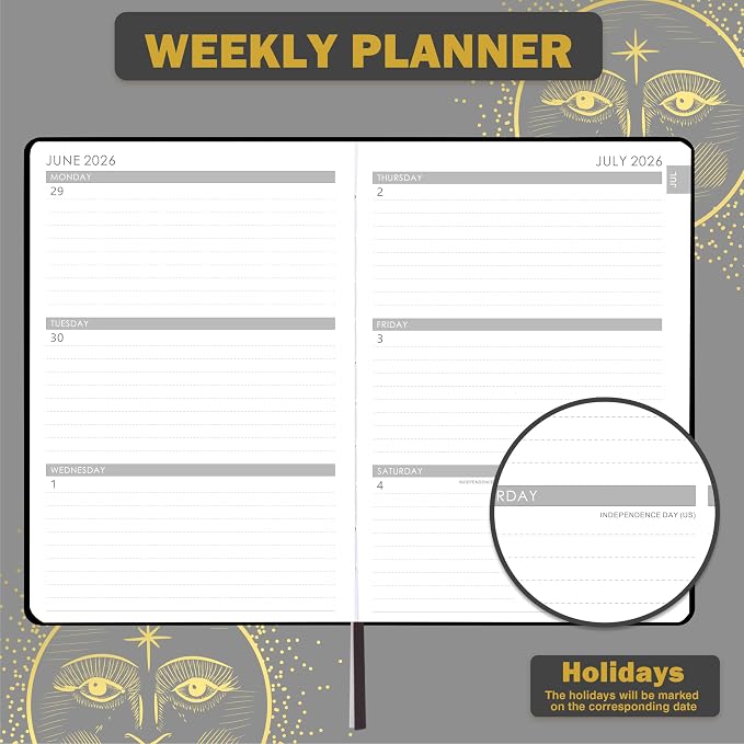 Planner 2026-2027 - Academic Planner 2026-2027, July 2026 - June 2027, 5.75" x 8.25", 2026-27 Weekly and Monthly Planner, Faux Leather planner 26-27 with Back Pocket & 40 Notes Pages