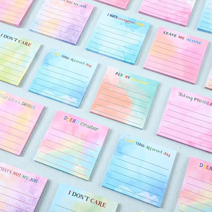 Yinder 24 Pcs Sticky Notes Gifts Bulk,Funny,Watercolor