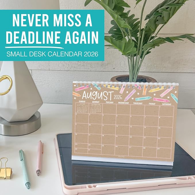 Small Desk Calendar 2026-2027 Standing Flip - 18-Month 2026 Desk Calendar Small for Home, Office & School, Standing Desks Calendars 2026-2027, Mini Desks Calendars, Back to School Teacher Gifts