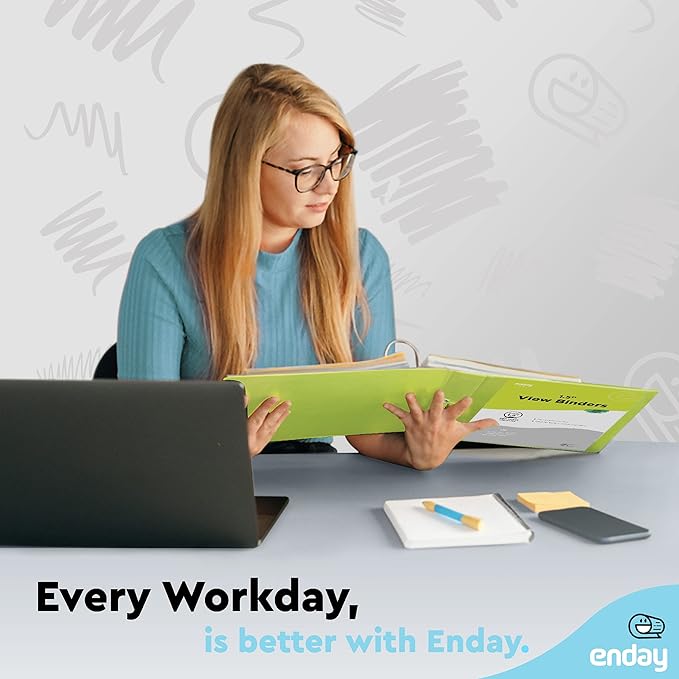 Enday 1.5 Inch Binder (12 Pack - Assorted Colors) 3 Ring Binder 1.5 inch with Clear View Cover and 2 Inside Pocket - for Letter Size 8.5 x 11'' Paper, Ideal for School Supplies, Office, and Home